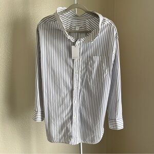 Bagutta Barbara Stripped Button Front Shirt Blue/White Size M NWT